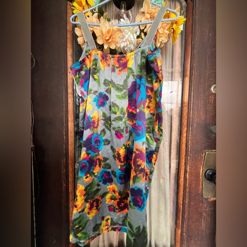 Silver Floral Multicolor Sun Dress Size Large EUC - Picture 2 of 3